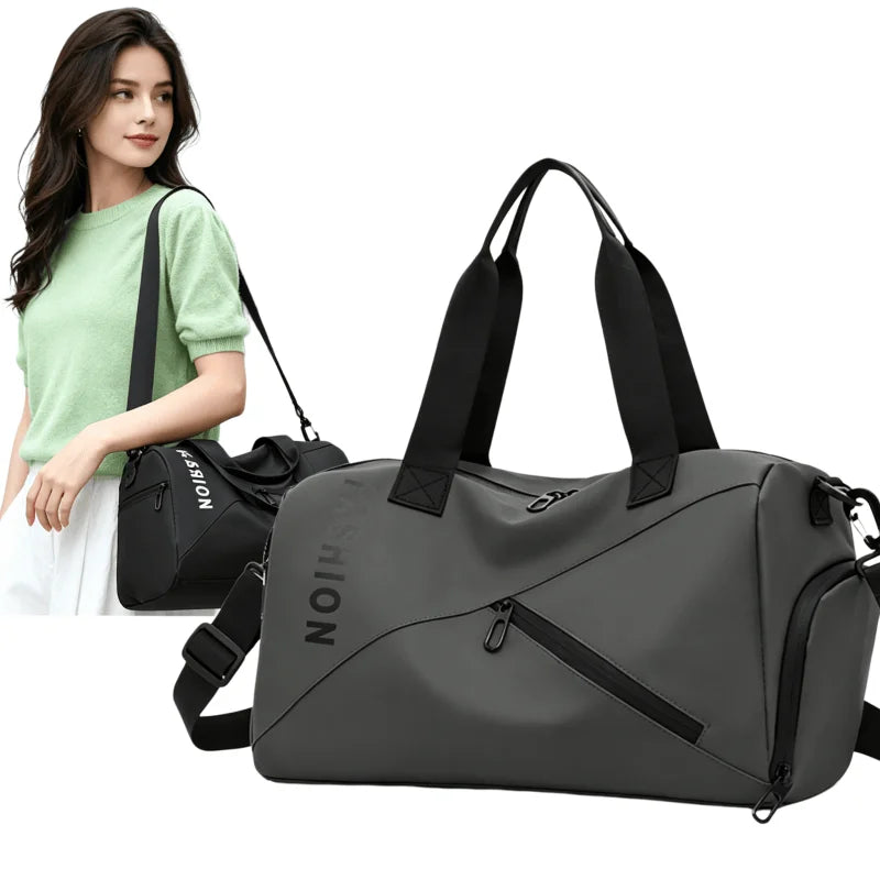 Women's Large Capacity PU Duffel Bag Water Resistant Weekender Gym Bag with Wet Pocket Overnight Travel Bag for Sports & Fitness