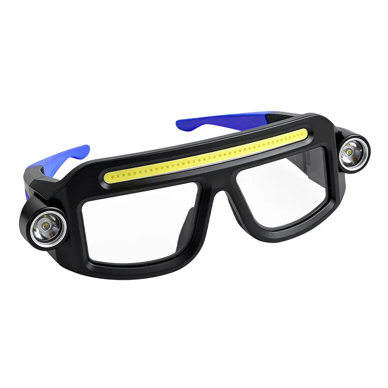 COB LED Glasses Headlamp USB Rechargeable 5 Modes Lightweight 90g Waterproof Head Light for Fishing Cycling Camping Repair Work