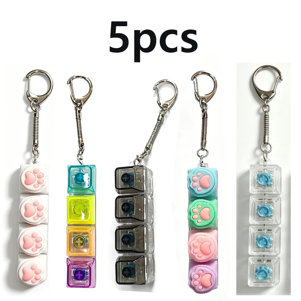  NEW Multi-choice Light Up Keyboard Keychain Crystal Clicker Fidget Toy Stress Relief Sensory Toy Portable Car Desk Decor Gift