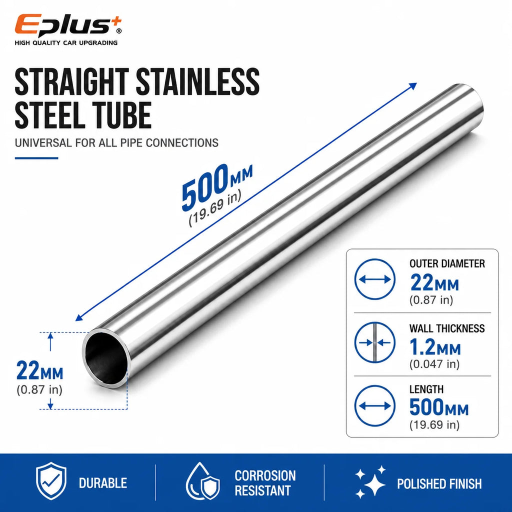 500mm Length 304 Stainless Steel Straight Pipe 1.2mm Thick Universal Round Tube OD 19-89mm for Connections metal tube Adapter