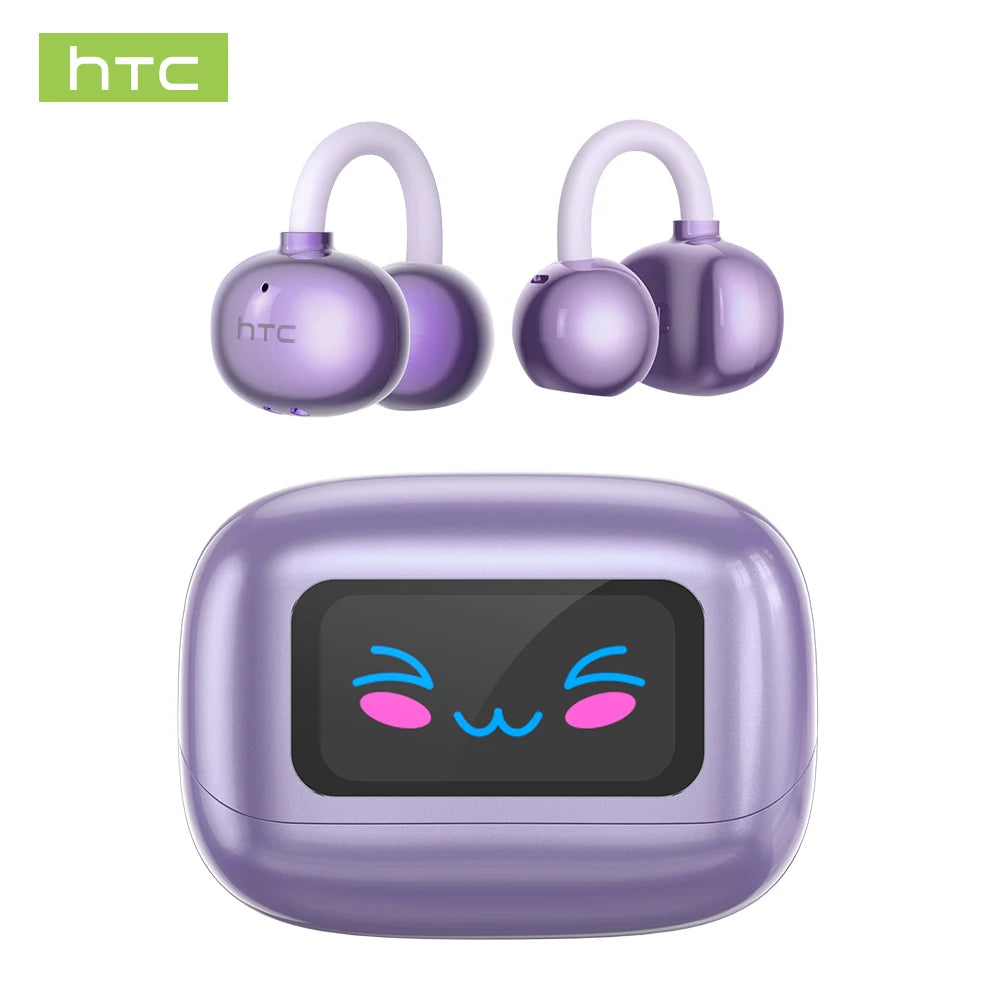 Bluetooth Auricles HTC NE54 Similar NE32 True Wireless Earclip Earbuds Bluetooth 6.0 Touch Color Display HiFi Sound Bone Conduc