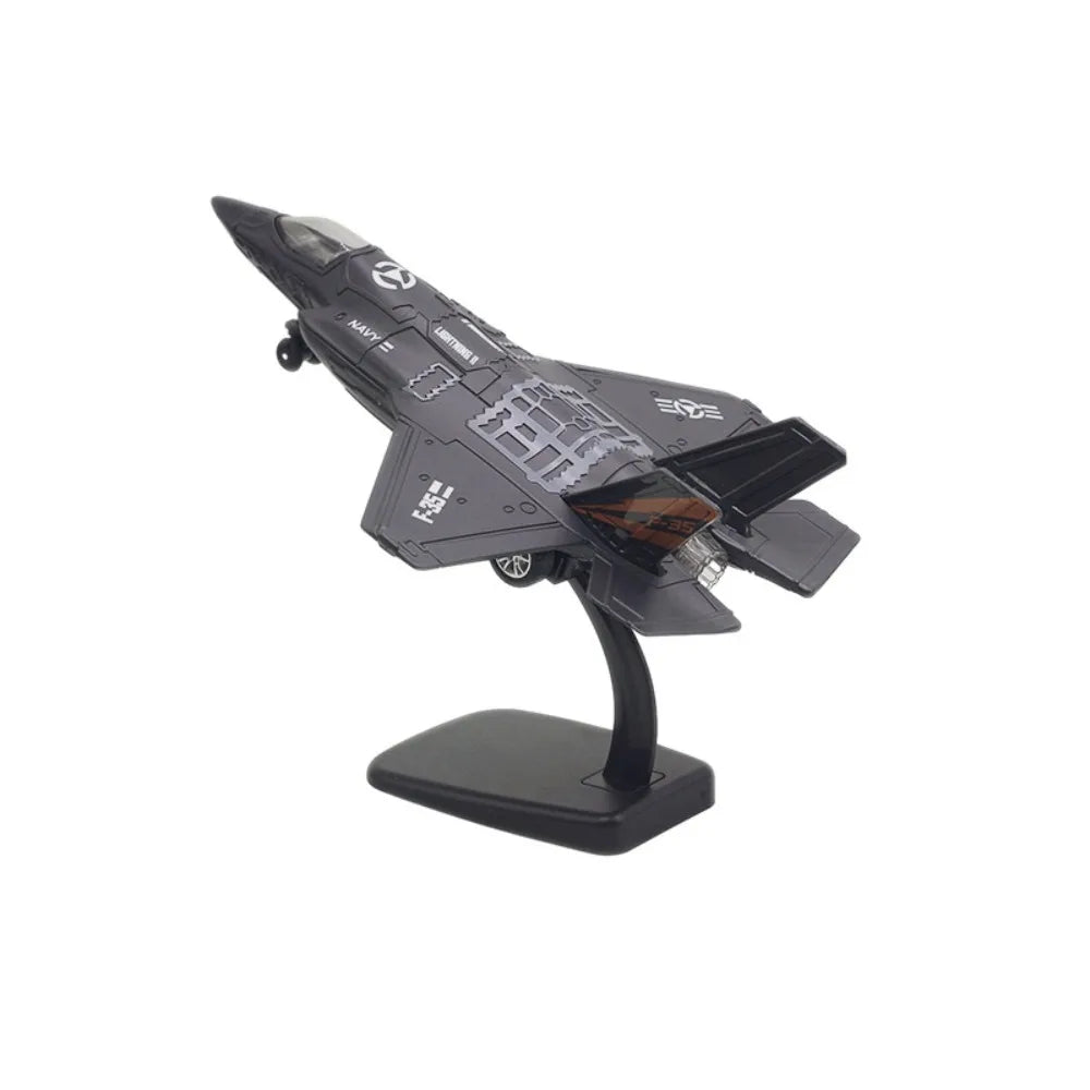 Diecast Fighter Aircraft Toy with Light Sound Pullback & Go Aviao Plane Model Collection F16 F22 F35 Jet Plane Toy Kids Toy