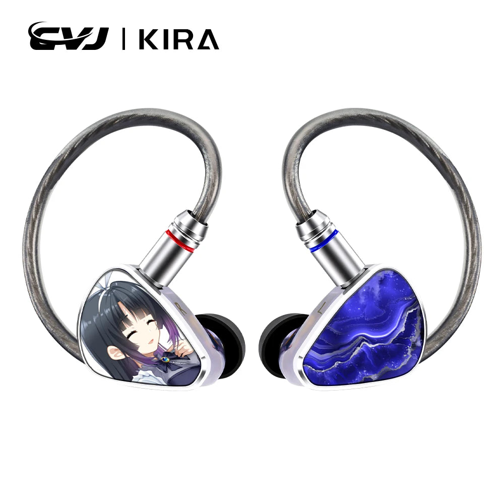 CVJ KIRA In Ear Monitors 10mm Dynamic Driver Earphones Strand Silver-Plated Braided HIFI IEM Cable 3.5MM/4.4MM/Type-c Optional