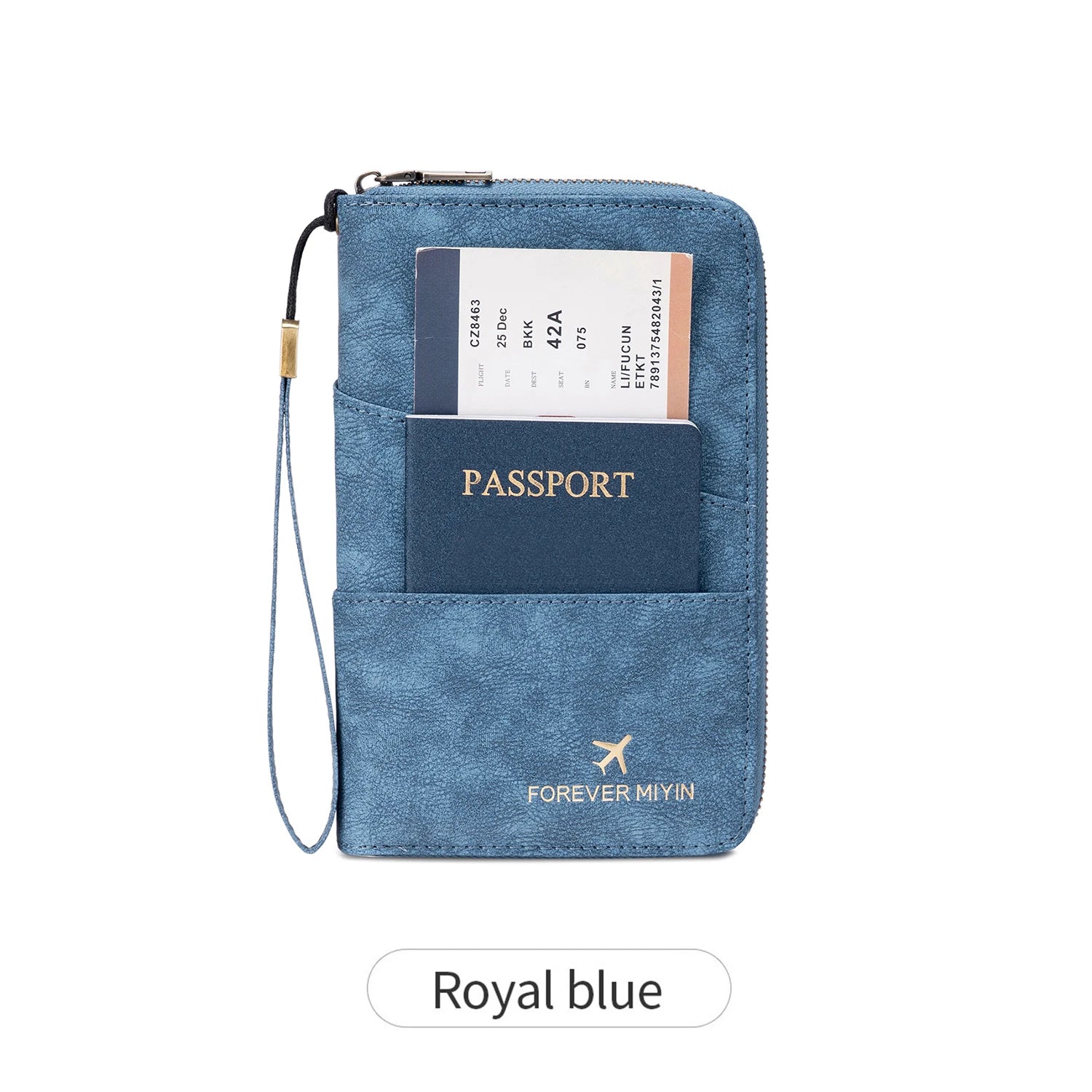 Travel Family Passport Holder RFIDShielded Large-Capacity Document Zippered Storage Wallet PU Clutch Bag Unisex Travel Accessory