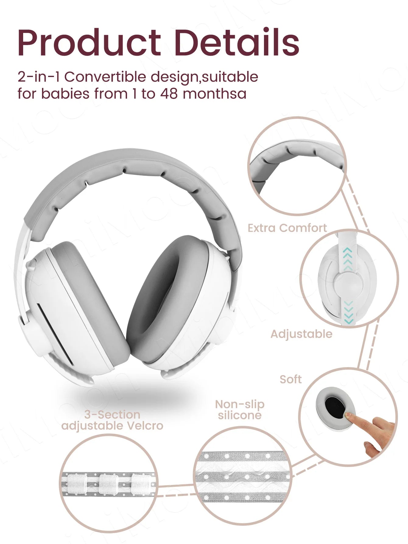 Comfortable Baby Earmuffs for 0-36 Months, Noise Reduction for Travel, Sleep & Events, Adjustable & Lightweight