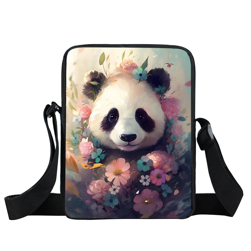 Kawaii Animals Panda Raccoon Fox Owl Print Crossbody Bag Women Men Shoulder Bags Teenager Handbag For Travel Messenger Bags Gift