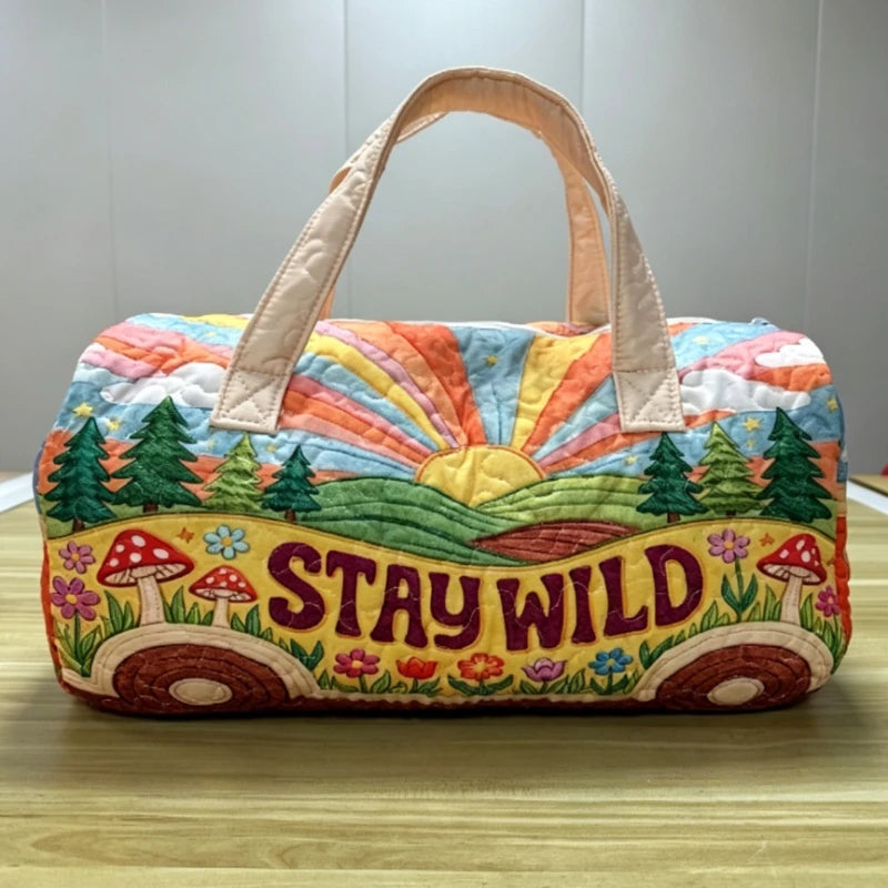 Handle Strap Quilted Duffle Bag 3D Quilting Craft Travel Bags Boho Camping Weekender Overnight Carry on Luggage Handbag Tote