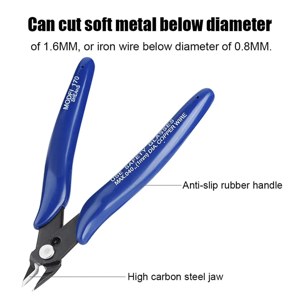 YONGRUN 170 Type Scissors Miniature Metal Wire Cutter Plastic Pliers Diagonal Cutter Blue Diagonal Pliers Used For Cutting