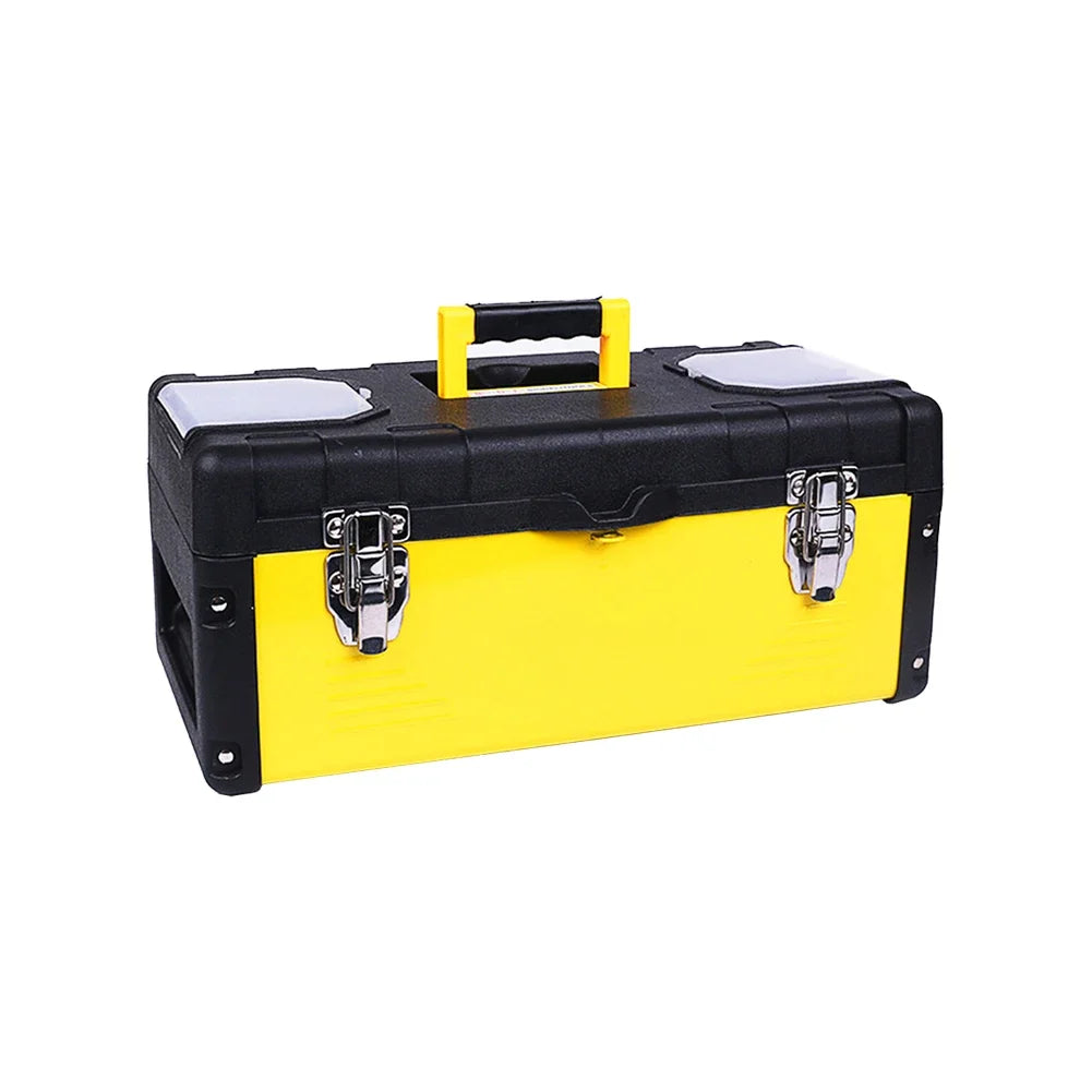 Tool Box Stainless Steel ABS Lockable Portable Storage Case With Removable Tray Organizer For Home Garden Workshop Equipment