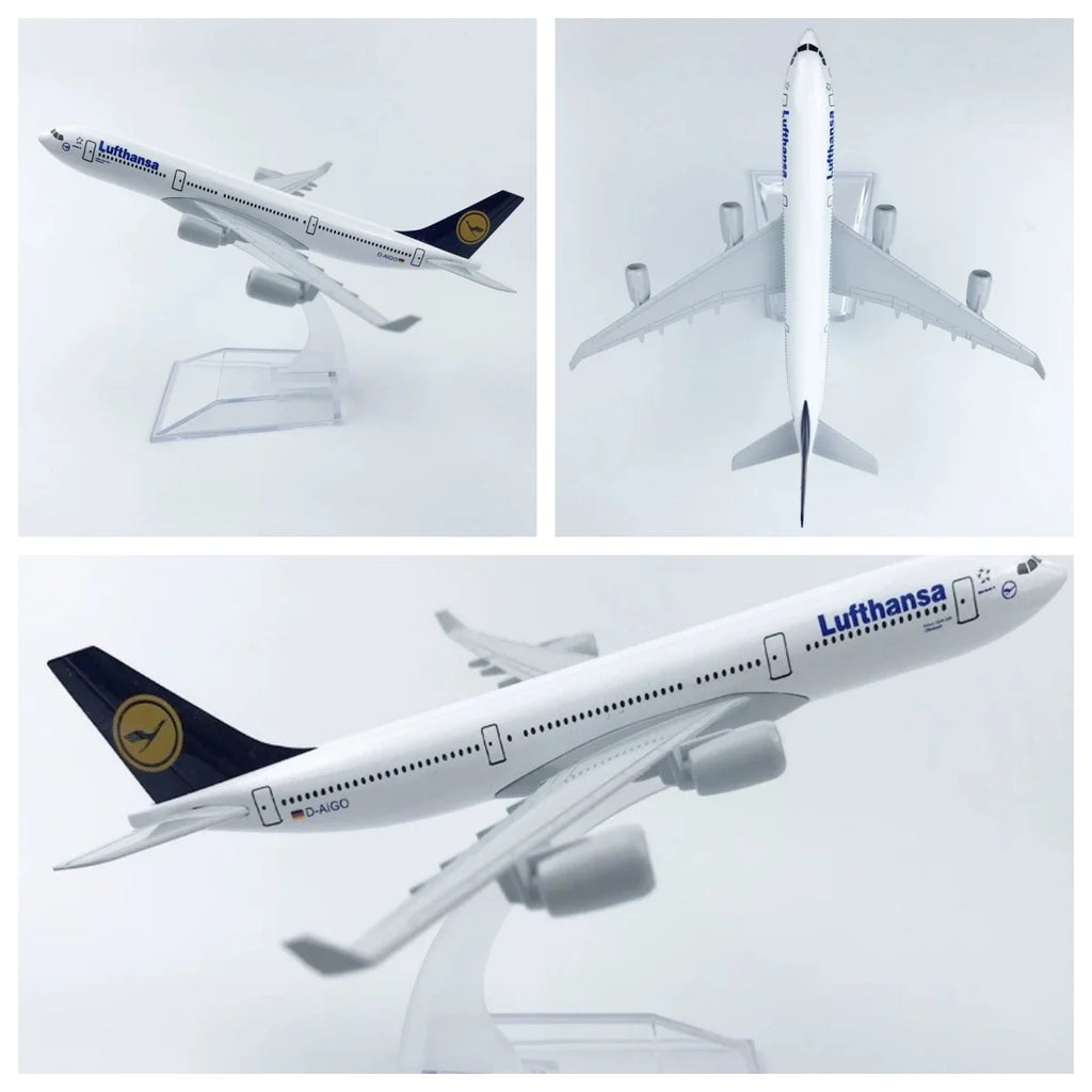 16cm 1:400 Scale Lufthansa A340 Aircraft Model Airline Collectible Miniatures Alloy Airplane Diecast Model Toys For Gift