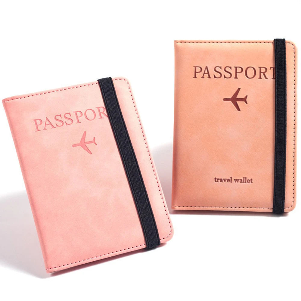 Customized Name PU Men's RFID Passport Holder 2-Style Envelope, Airplane Pattern Printed Anti-Theft Passport Wallet, Minimalist