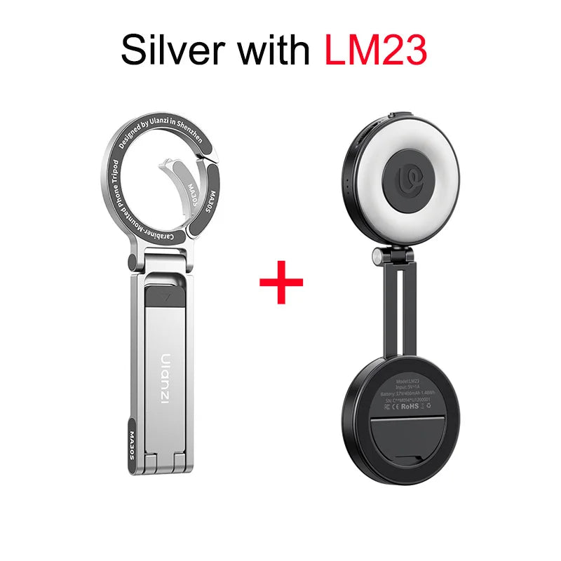 Ulanzi MA30S Carabiner Phone Stand Phone Handle Tripod for iPhone 17 16 15 Pro/Pro Max Selfie Stick Slim Version MA30 for Vlog