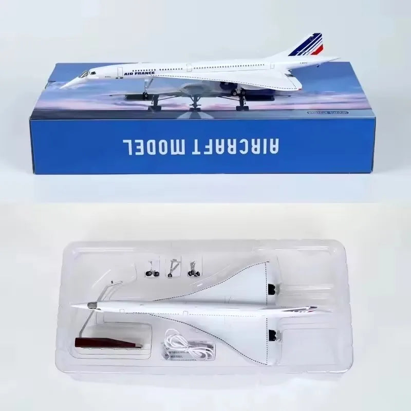 2025 New 1:125 Scale Resin Diecast Air France Concorde Airways With Light Plane Model Airplane Toys Aircraft Collection Display