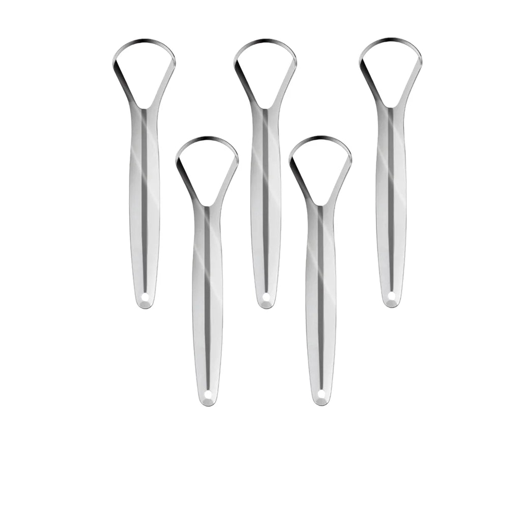 1/2/3/5/10Pcs Portable Single Layer Tongue Scraper Reusable Stainless Steel Oral Mouth Brush Tongue Scraper Fresh Breath Maker