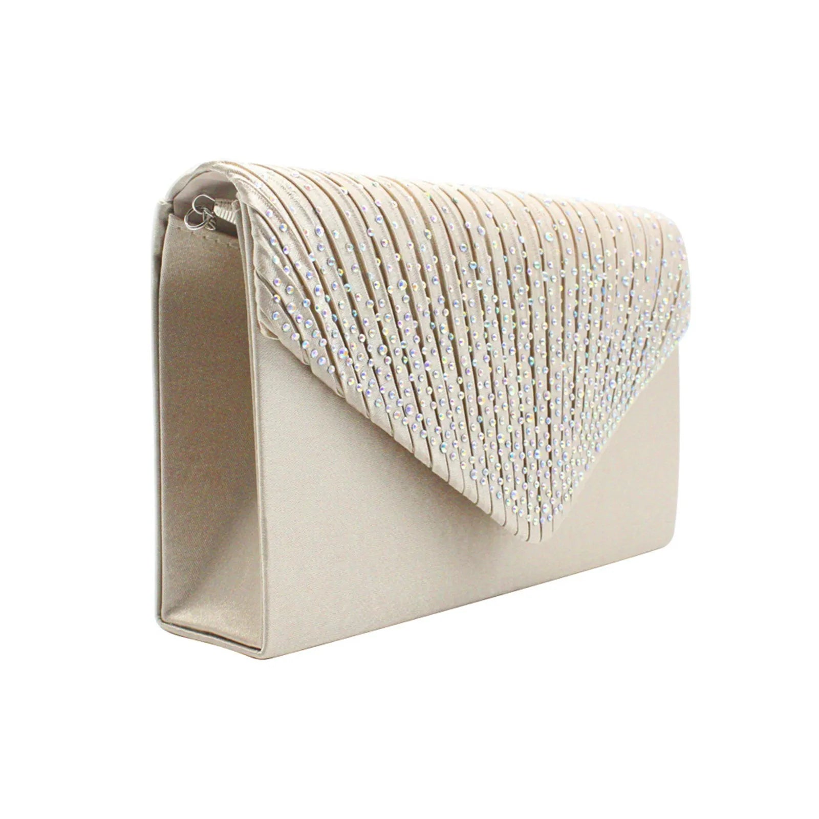 Women'S Fashion Elegant Clutches Trend Satin Rhinestone Shoulder Bag With Thin Chain Party Banquet Dress Matching Evening Bags