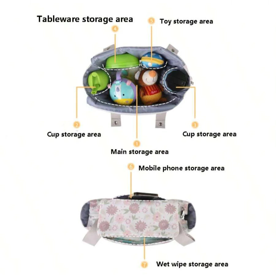 Large Capacity Baby Stroller Bag Hanging With Multiple Pockets Stroller Storage Hanging Bag Oxford cloth Magnetic Button