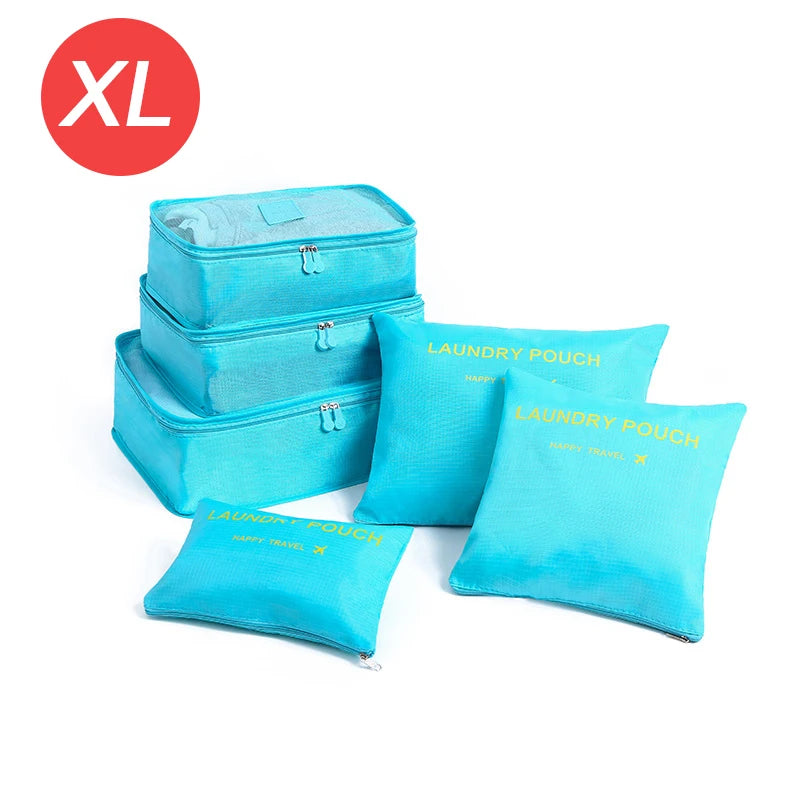 6-piece large size travel organizer portable suitcase organizer clothes shoes makeup bag luggage organizer travel storage bag