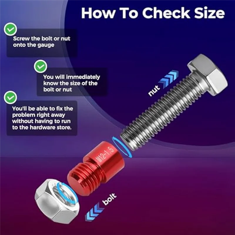 A84E-Ut And Bolt Thread Checkers For Nut Bolt Size Finder And Identifier Standard And Metric Thread Checkers Set