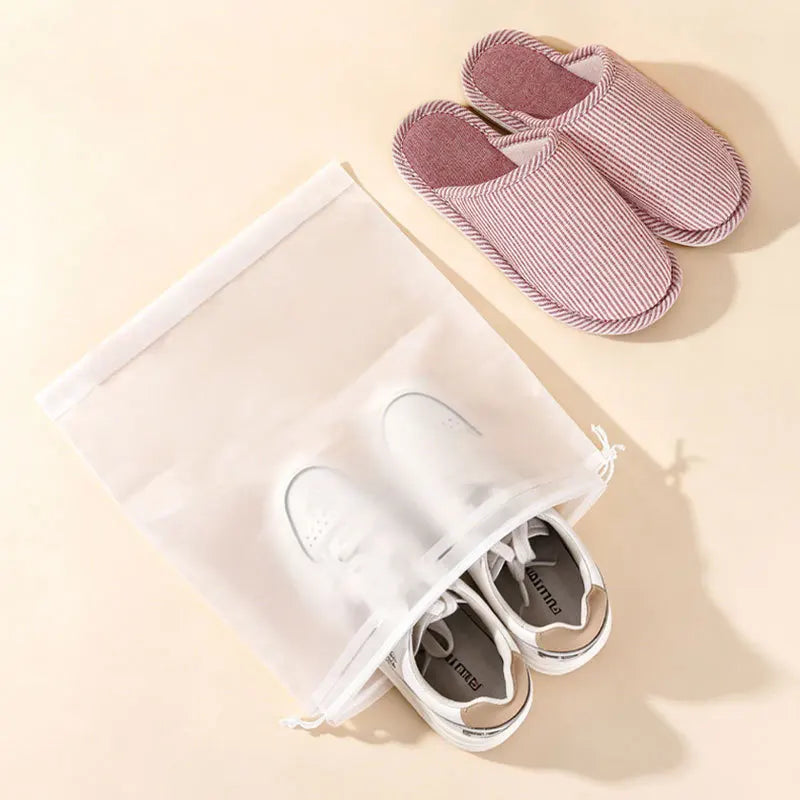 10Pcs Transparent Waterproof Travel Cosmetic Bag Towel Socks Plastic Drawstring Storage Bag Bathroom Transparent Beach Bag