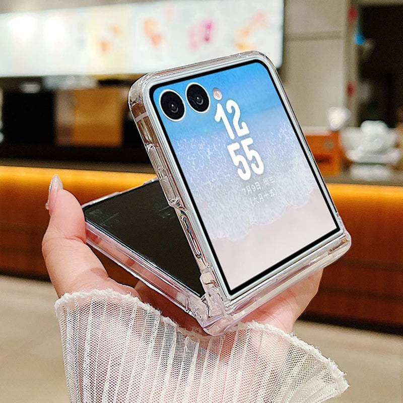 Cup Bowknot Pattern Phone Case For Samsung Galaxy Z Flip 7 FE 8 6 5 4 3 5G Flip7 Flip6 Flip8 Clear Shockproof Folding Hard Cover