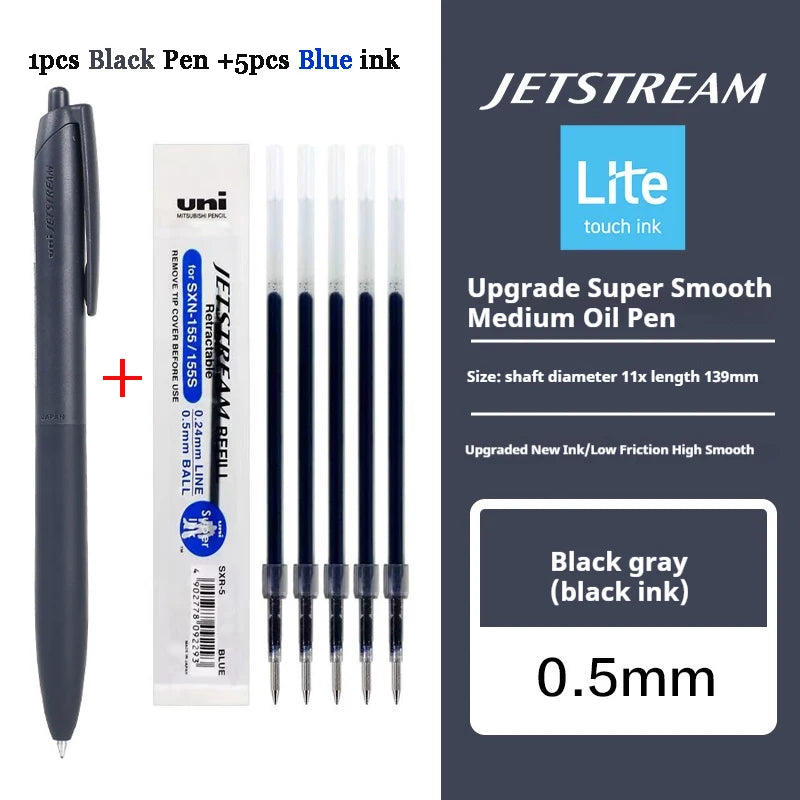Uni Permanent Ballpoint Pen Jet Stream Anti-slip Cloudy Recycled Eco Shell Friction Super Smooth Ink Oil Pens Portable Supplies