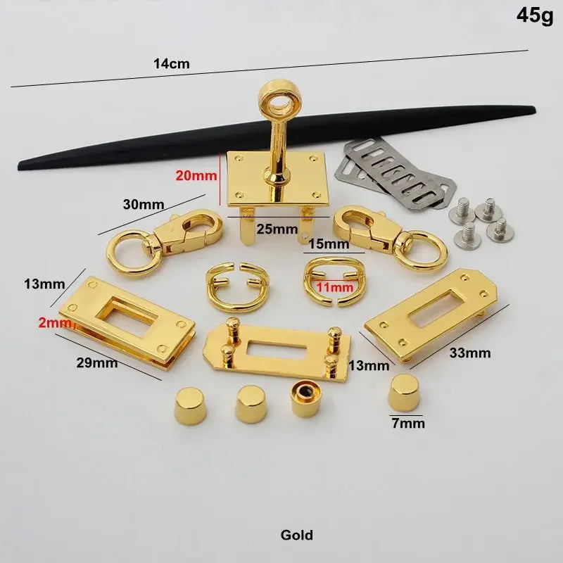 Fashion Metal Bag Locks Clasp Bag Lcok Set For Handbags Purse Tote Closures Snap Clasps DIY Craft Hardware Case Bag Accessories
