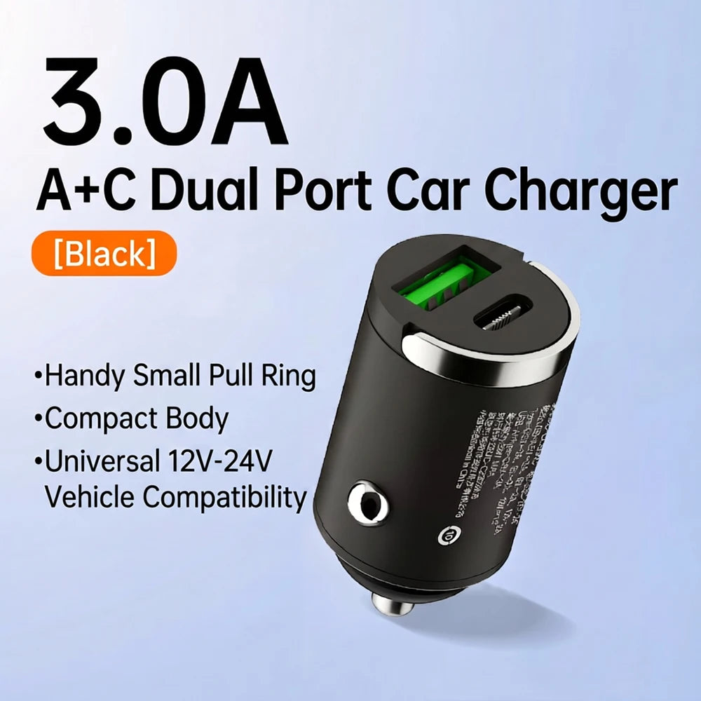 Mini 100W Car Charger Dual Port USB C PD And QC Fast Charging Cigarette Lighter Adapter Flush Fit For Smart Phones Tablets