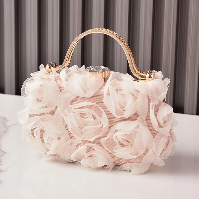 Popular flower dinner bag bridal wedding dress white dress bag partybag