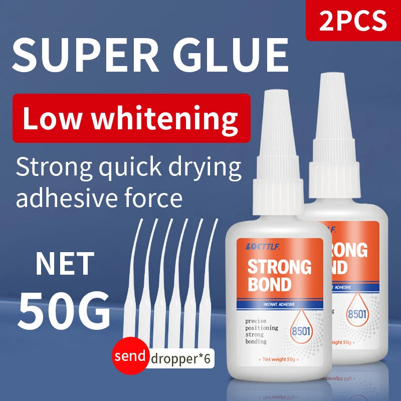 Super-Fast-Drying Adhesive 50g Transparent Water-Resistant and Heat-Resistant Plastic Wood Metal Glass Leather and DIY Projects