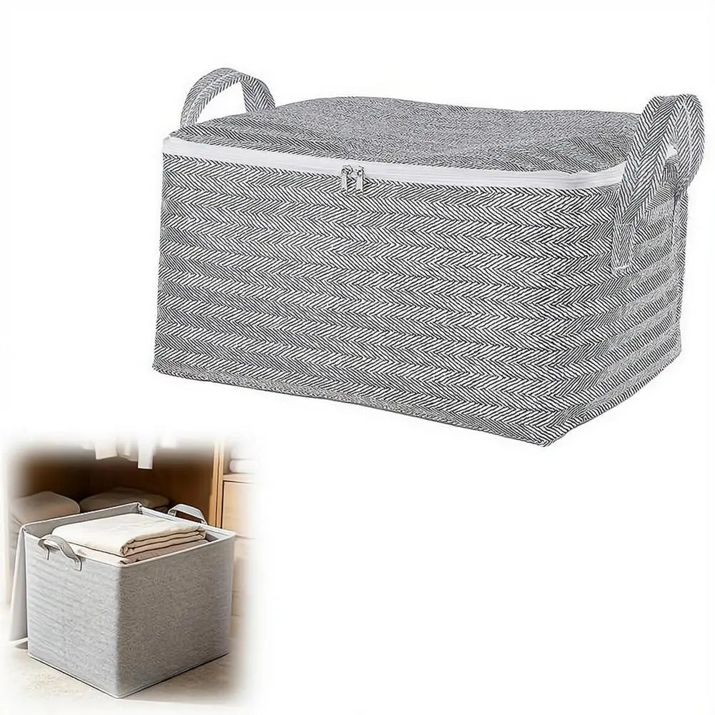 Non-woven Quilt Storage Bag with Lids Zipper Large Capacity Dust-proof Bag Organize Foldable Clothes Quilt Bins Container
