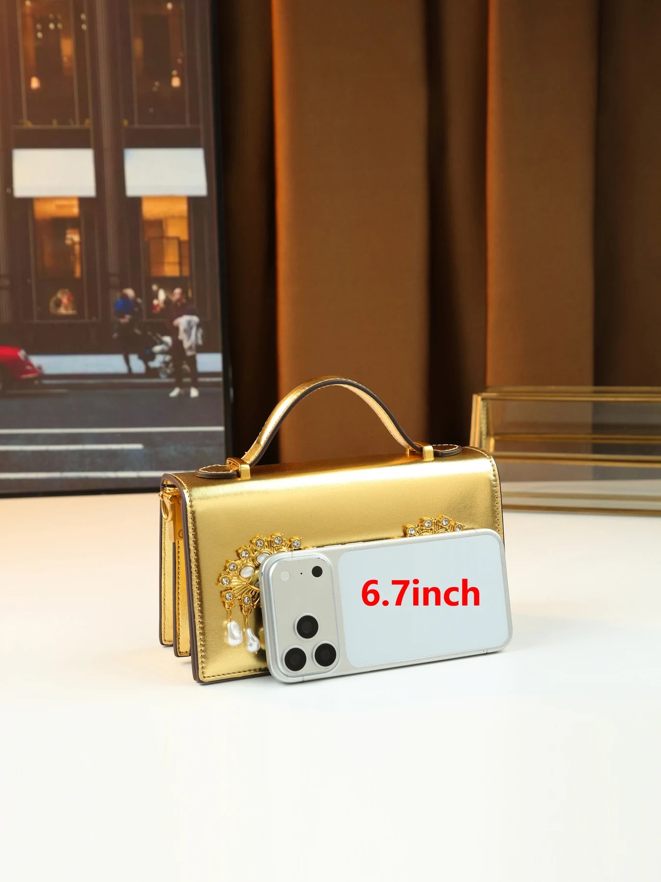New retro pearl diamond eye creative design shoulder messenger bag fashion women's light luxury Boston bag