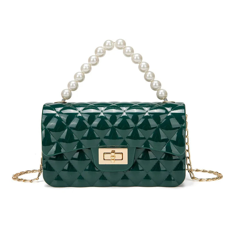 Versatile Korean-Style Small Bag for Women, Pearl Handbag with Chain, Mini Crossbody Phone Bag, Versatile Solid Color Candy Bag