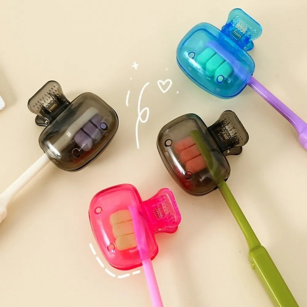 2pcs Portable Plastic Toothbrush Holder Washable Cute Toothbrush Head Cap Durable Protective Toothbrush Case Travel Use
