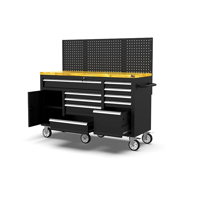 Customizable Steel Garage Workstation Tool Cabinets 10-Drawer Portable Mechanic Work Cart 300kg Load Capacity Organizer Pro