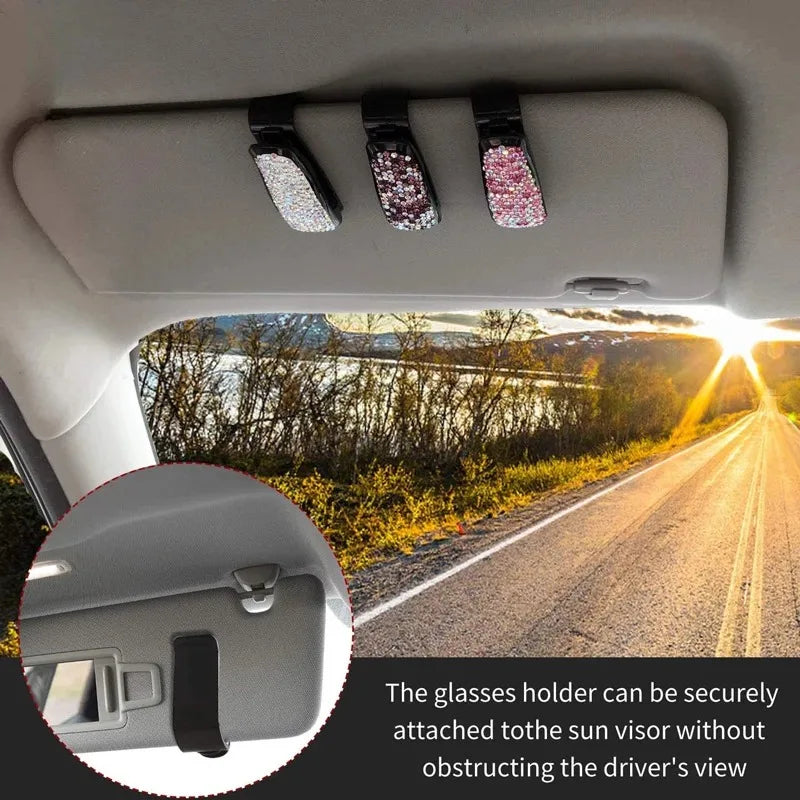 Car Vehicle Sun Visor Sunglasses Glasses Card Ticket Holder for Car Accessories Eyeglasses Holder Car Interior Supplies
