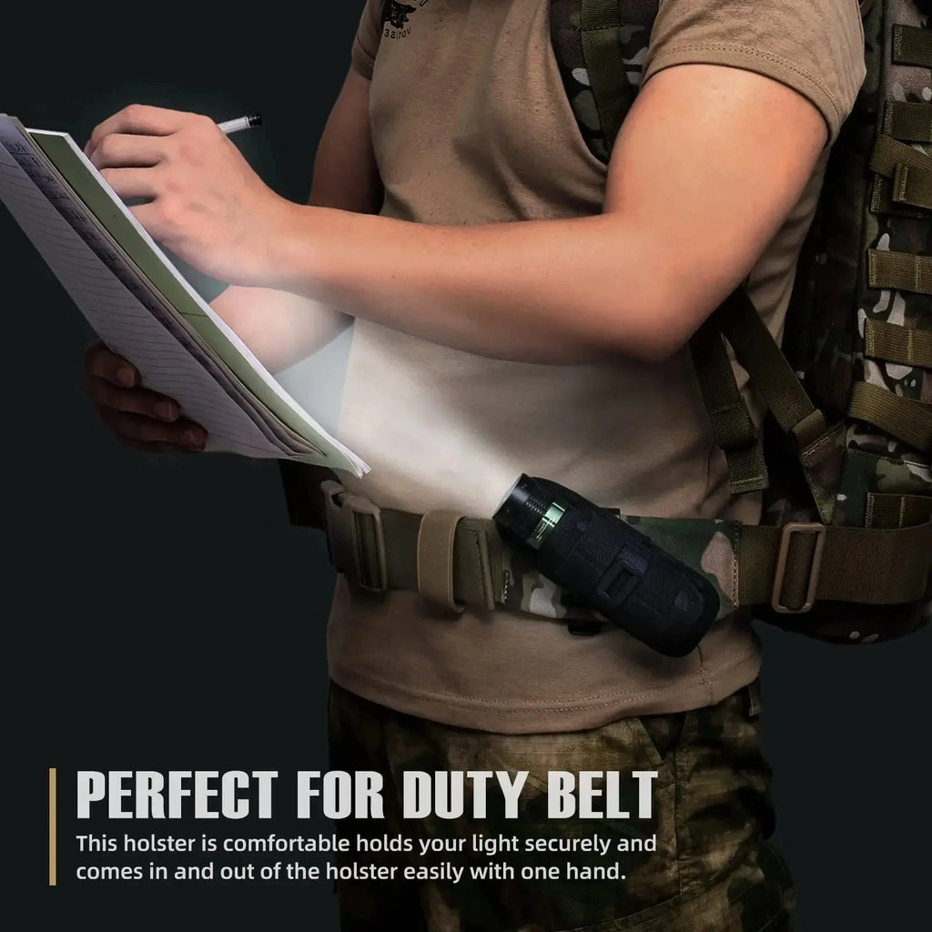 Tactical Flashlight Pouch Belt Torch Bag Durable Hunting Lighting Accessory Outdoor Survival Kits Case With 360 Degree Carabiner