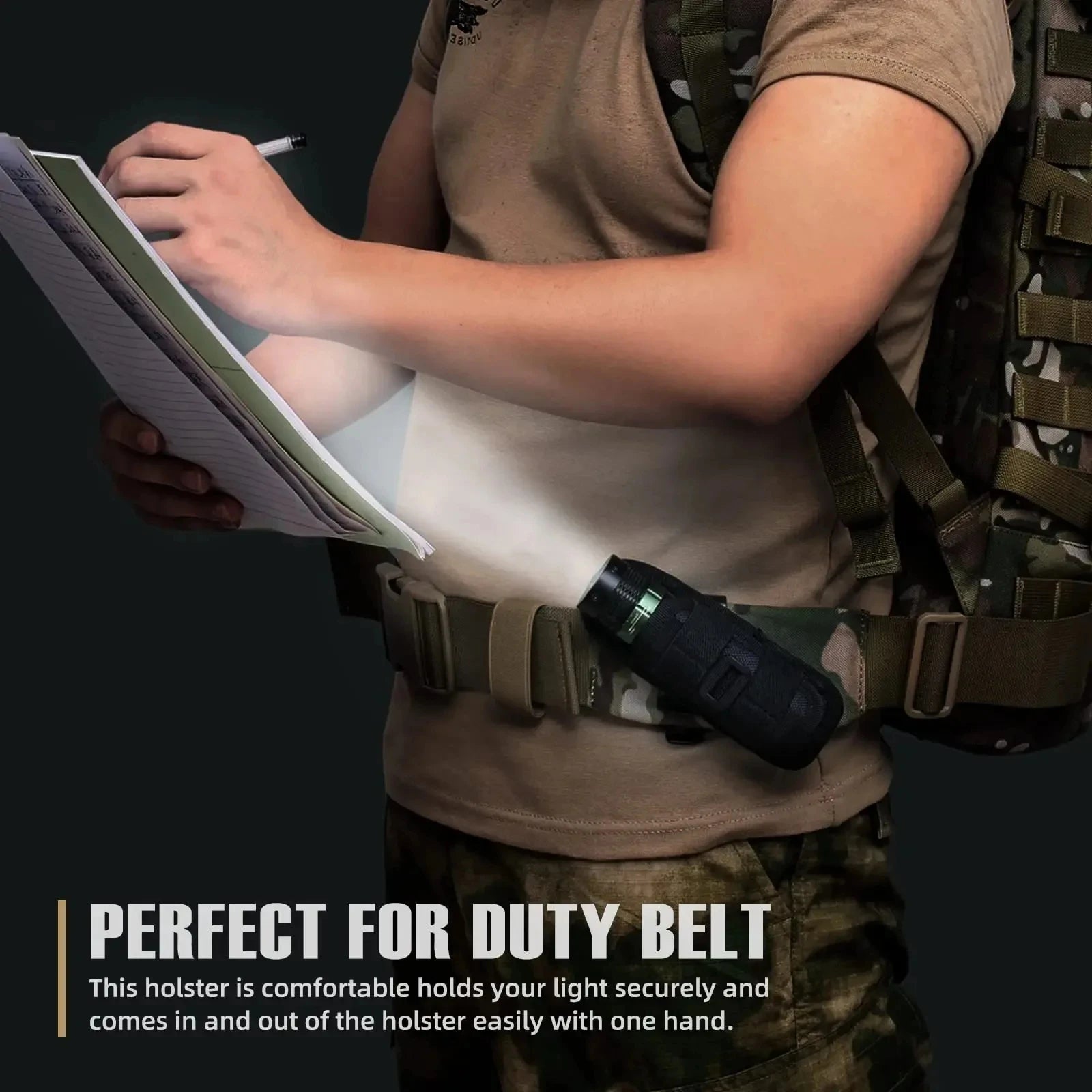 Tactical Flashlight Pouch Belt Torch Bag Durable Hunting Lighting Accessory Outdoor Survival Kits Case With 360 Degree Carabiner