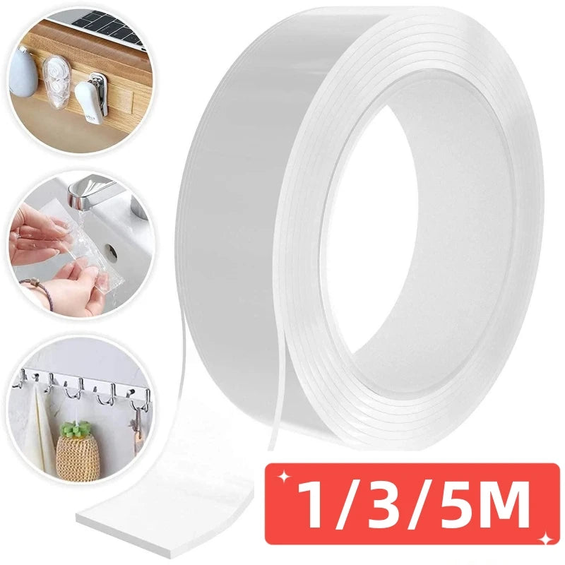 1/3/5M Nano Tape Double Sided Tape Transparent No Trace Reusable Strongly Sticky Waterproof Adhesive Tape Home Wall Tape