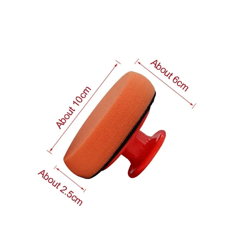 4 Inch Foam Wax Applicator Pads with Red Handle Soft Sponge Polishing Pads for Car Cleaning and Paint Maintenance