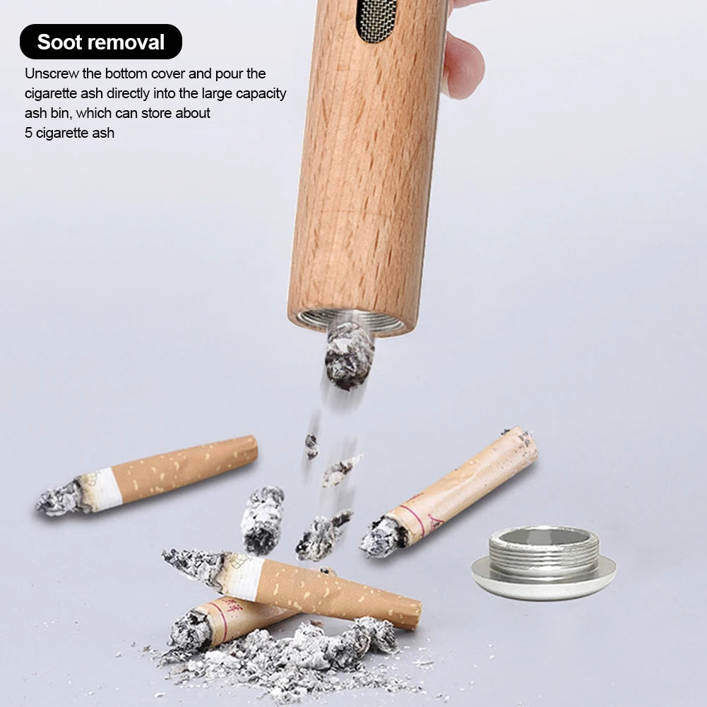 Universal Handheld Car Anti-ash Ashtray Portable Anti Soot-flying Cigarette Holder Wood Cigarette Cover Auto Ashtray Storage