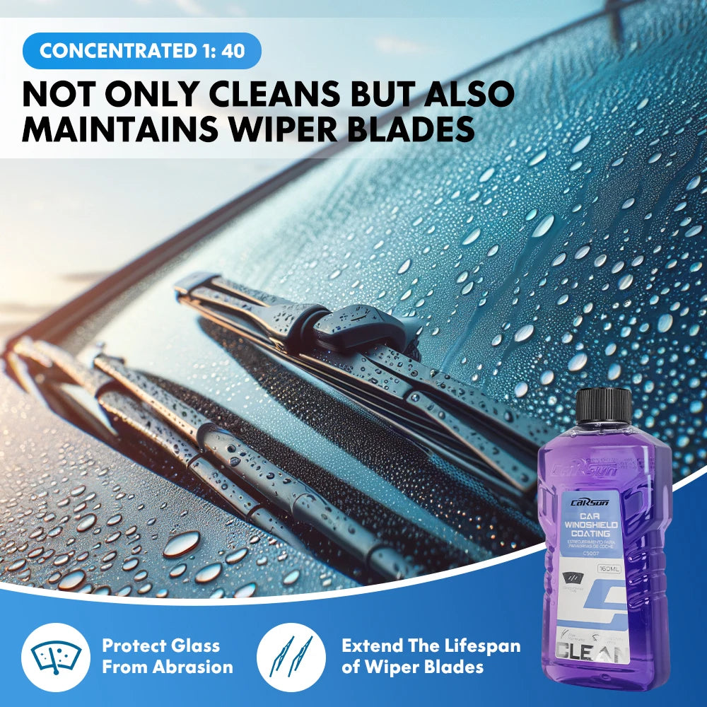Carsun Highly Concentrated Car Glass Water 1:40 Times Dilution Formula, Strong Degreasing Film, Anti-Glare, Wiper, Traceless Cleaning, Universal Anti-Freeze Type for All Seasons