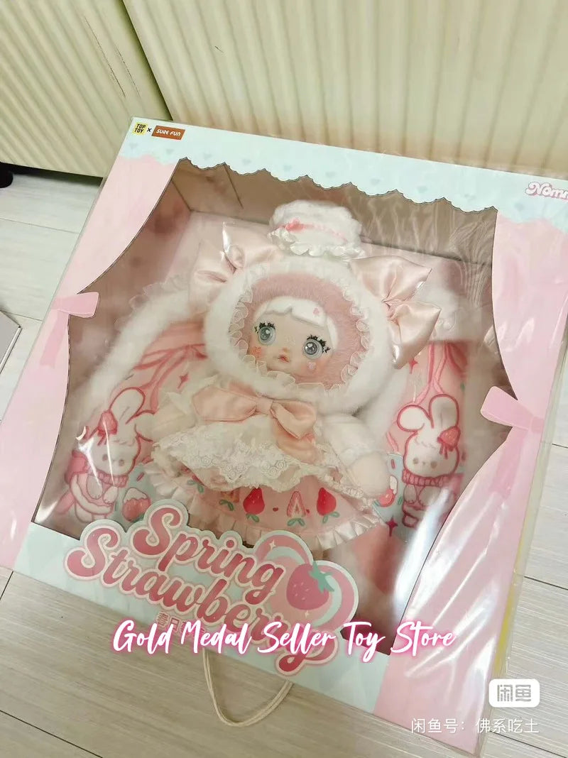 Nommi Spring Strawberry Moumou Limited Edition Badge 400%Spring Day Miley Cyrus Rubber Stuffed Doll Birthday Christmas Gift