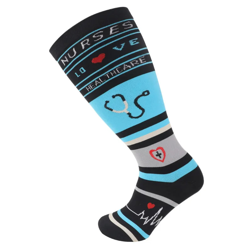 2XL-7XL Plus Size 20-30 mmHg Compression Socks for Women Men Wide Calf Extra Large Knee High Flight Sock for Circulation Support