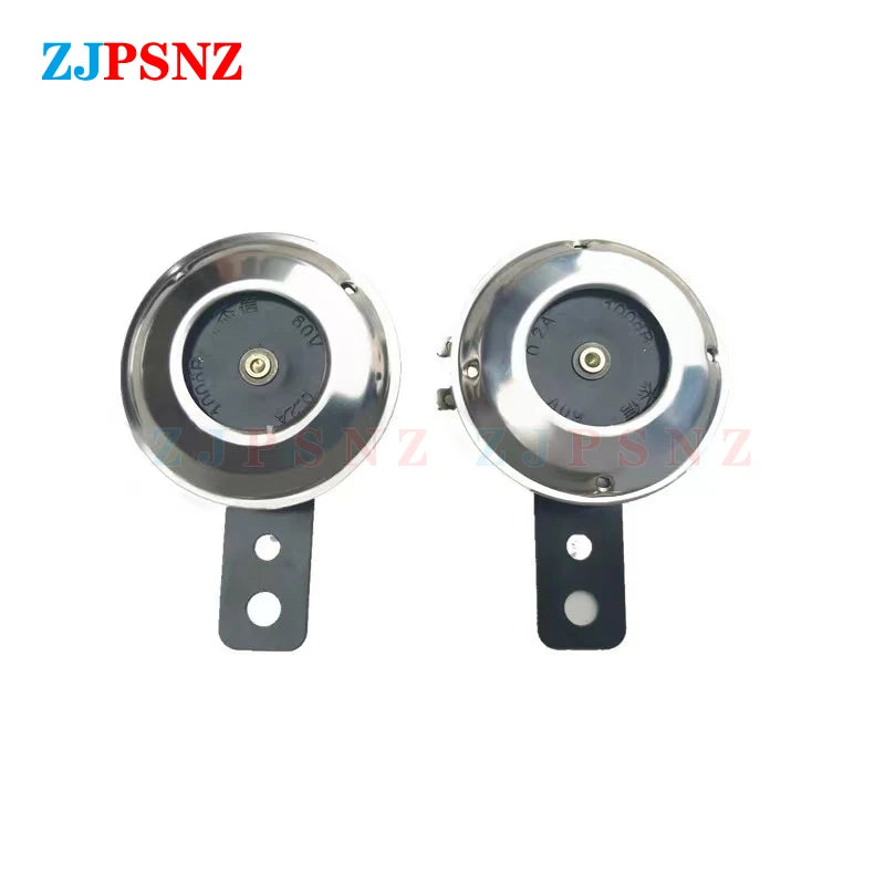 48V 60V Scooter Horn Motorcycle Electric Bike Horn Chrome Plated Loud Speakers For Scooter Moped Dirt E-Bike ATV Waterproof