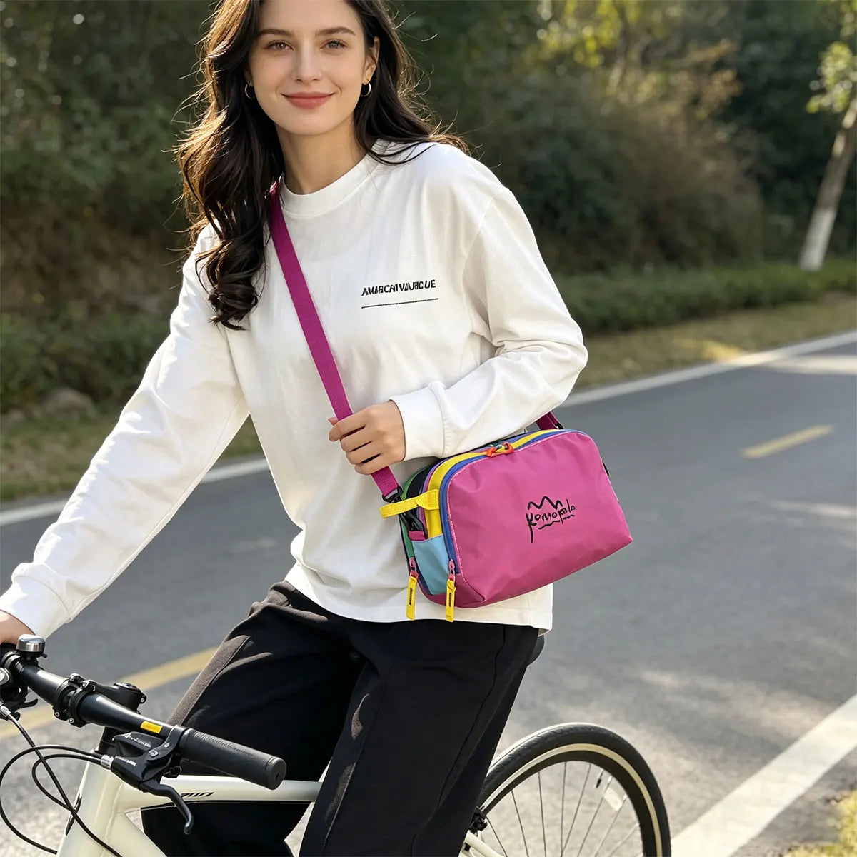 Trendy Personality Dopamine Rainbow Color Diagonal Cross Bag Large Capacity Outdoor Convenient Handheld Travel Makeup Bag