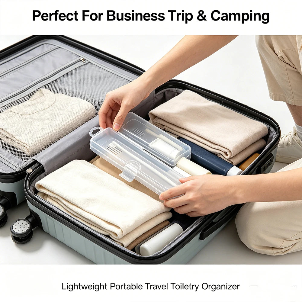 Clear Portable Toothbrush Toothpaste Case Dustproof Travel Oral Storage Box
