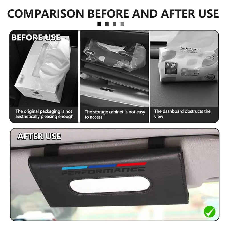 For BMW Snap-fit Car Sun Visor Tissue Box Storage Accessories M M2 M3 M4 M5 M6 E46 E90 E60 F30 E39 X1 X3 X4 X5