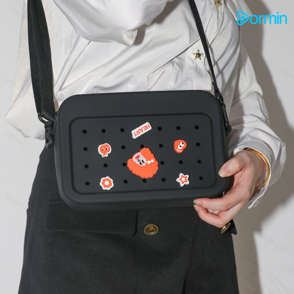 Silicone Messenger Bag Large Capacity DIY Lightweight Versatile Outdoor Leisure Shoulder Bag for Phone Keys Switch iPad Mini