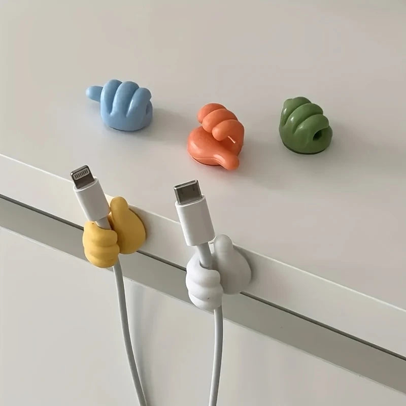 5Pcs Thumb-Shaped Holder Glasses Cable Power Cord Charging Line Self Adhesive Mini Hook Storag Organizer Gadget Car Accessories