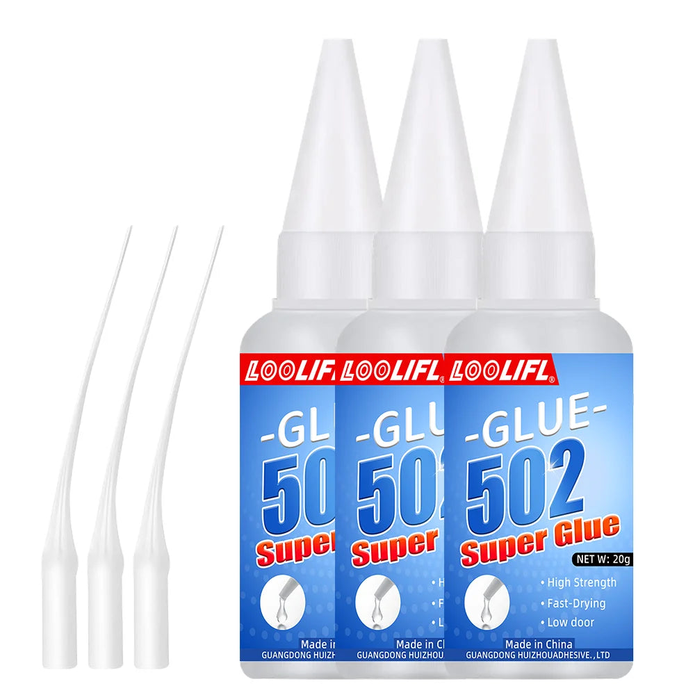 LOOLIFL 502 Instant Super Glue, 20g Bottles, Ultra Strong Fast Bond Glue for Metal, Plastic,Wood, Ceramics, Shoes & DIY Projects